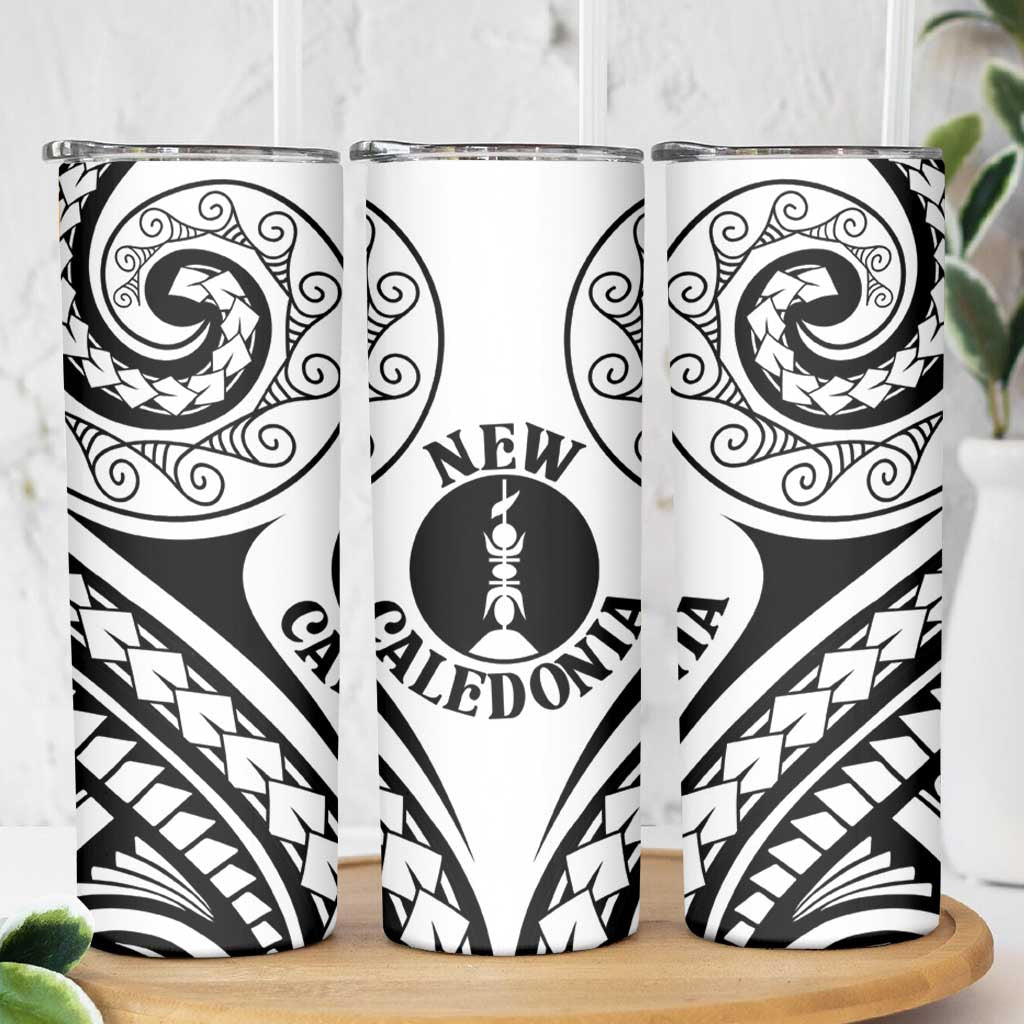 New Caledonia Day Skinny Tumbler Polynesian Curves White Color - Polynesian Pride