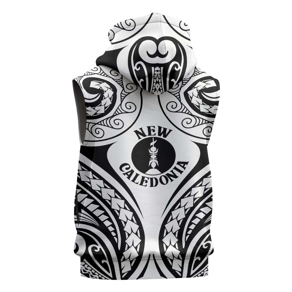 New Caledonia Day Sleeveless Hoodie Polynesian Curves White Color - Polynesian Pride