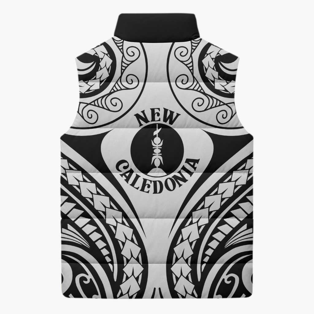 New Caledonia Day Sleeveless Puffer Jacket Polynesian Curves White Color - Polynesian Pride