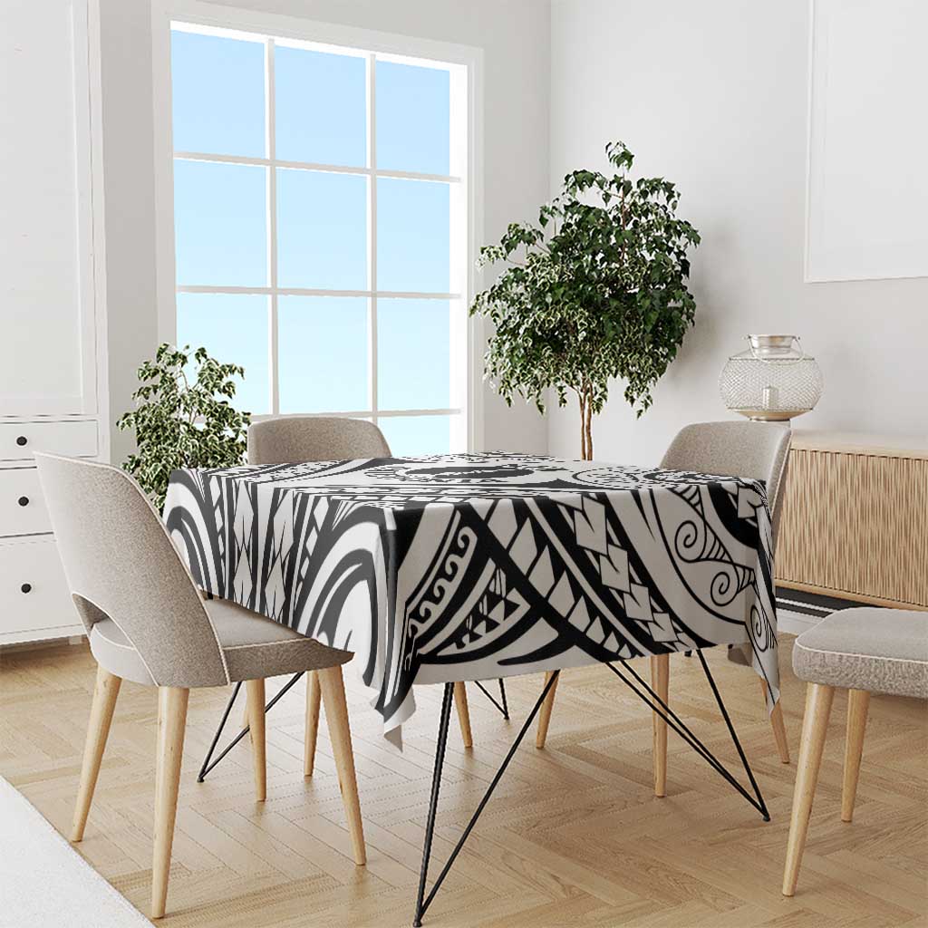 New Caledonia Day Tablecloth Polynesian Curves White Color - Polynesian Pride