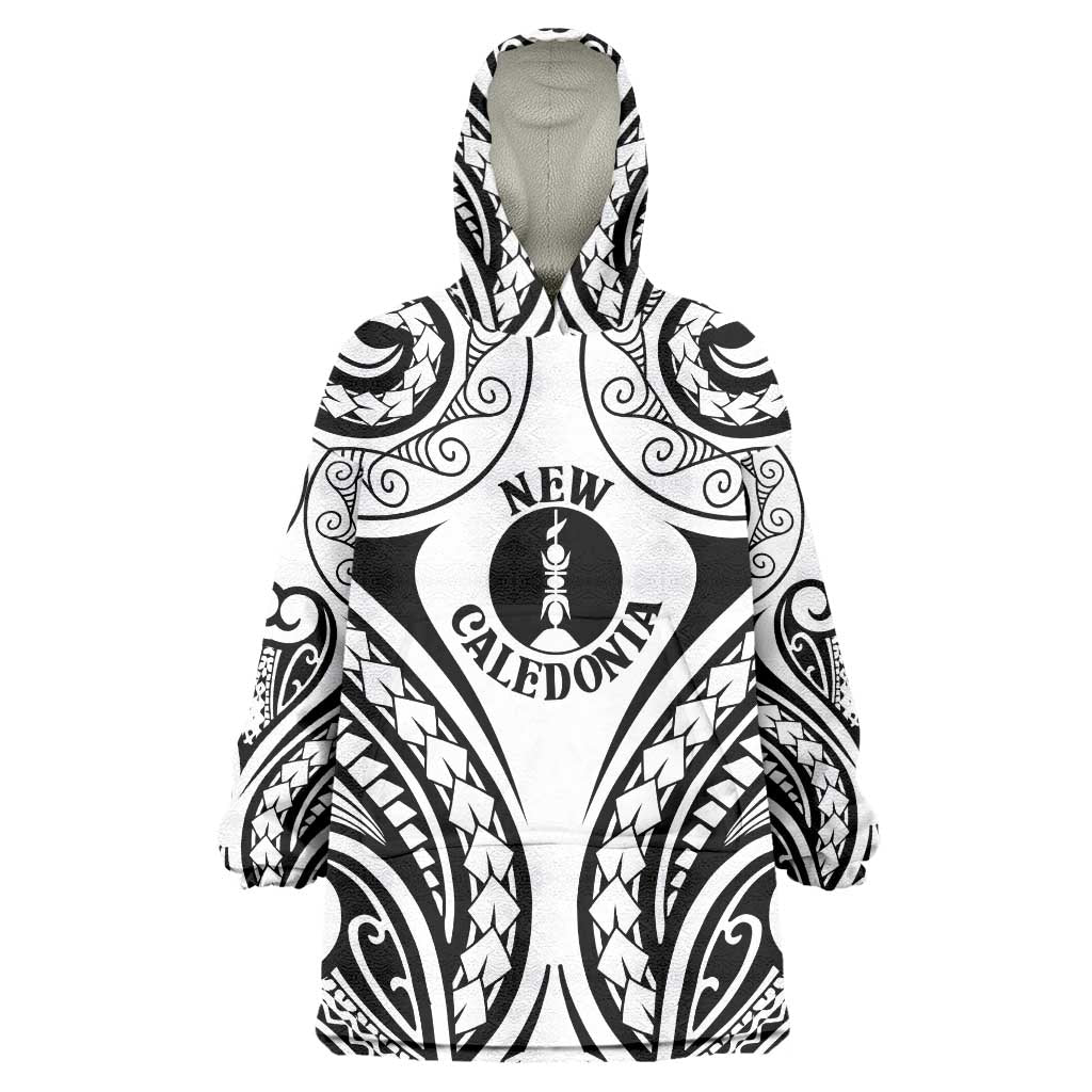New Caledonia Day Wearable Blanket Hoodie Polynesian Curves White Color - Polynesian Pride