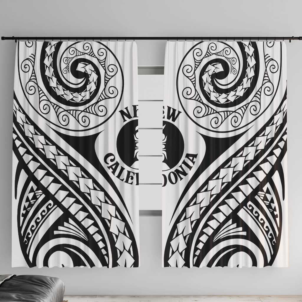 New Caledonia Day Window Curtain Polynesian Curves White Color LT05 With Hooks White - Polynesian Pride