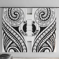 New Caledonia Day Window Curtain Polynesian Curves White Color LT05 With Hooks White - Polynesian Pride