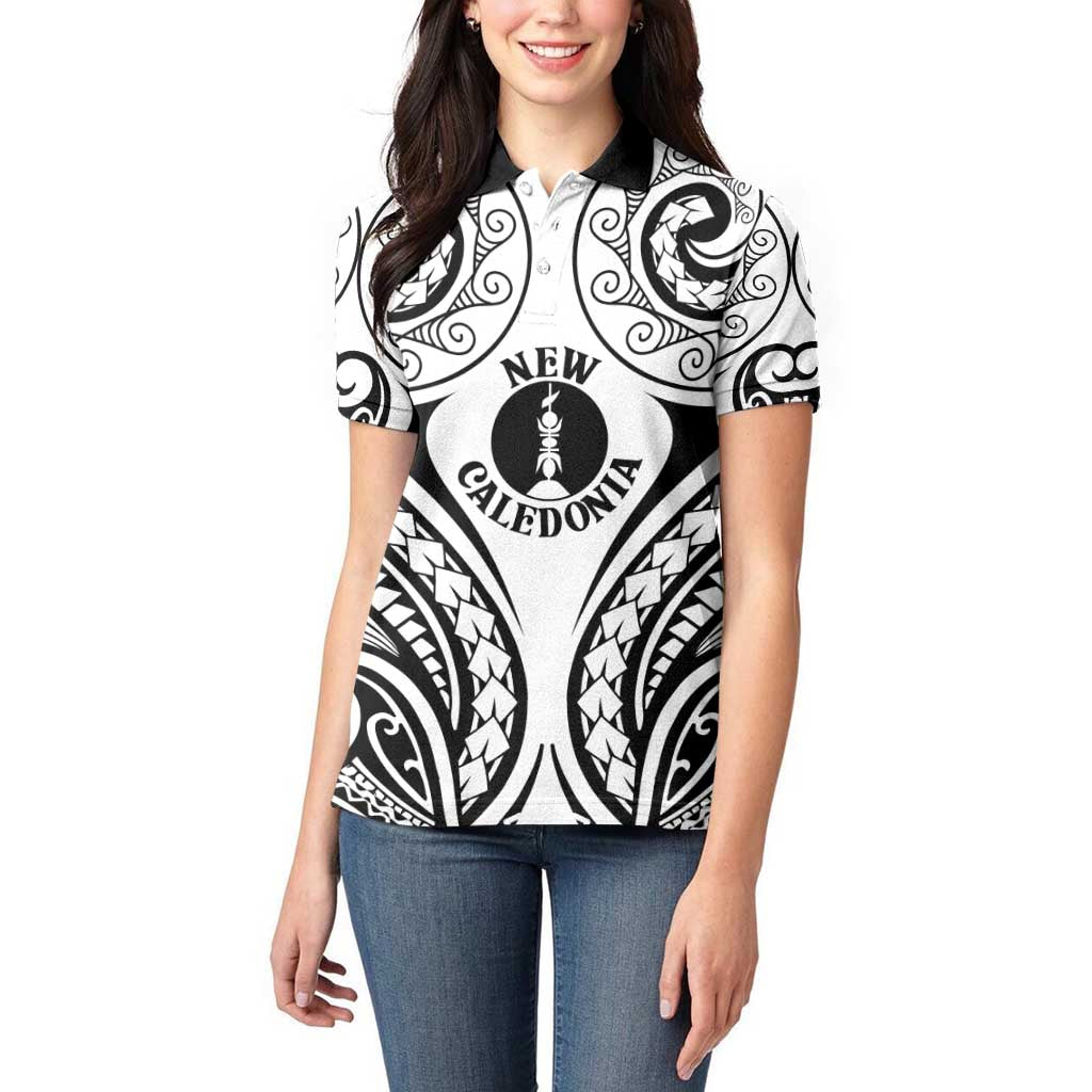 New Caledonia Day Women Polo Shirt Polynesian Curves White Color - Polynesian Pride