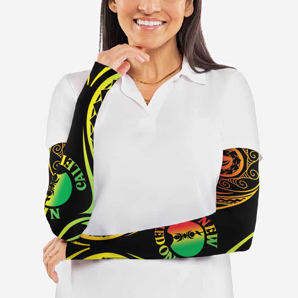New Caledonia Day Arm Sleeves Polynesian Curves Reggae Color - Polynesian Pride