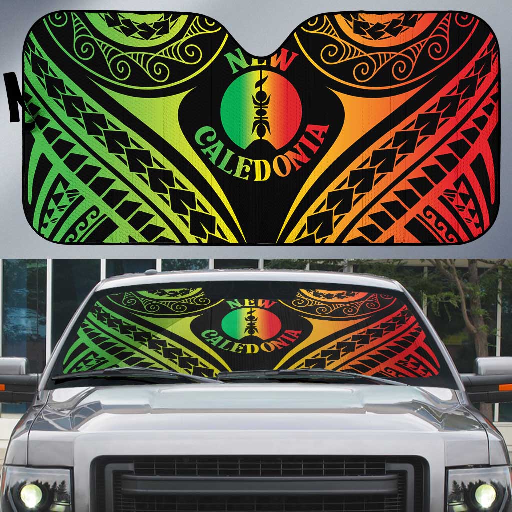 New Caledonia Day Auto Sun Shade Polynesian Curves Reggae Color - Polynesian Pride