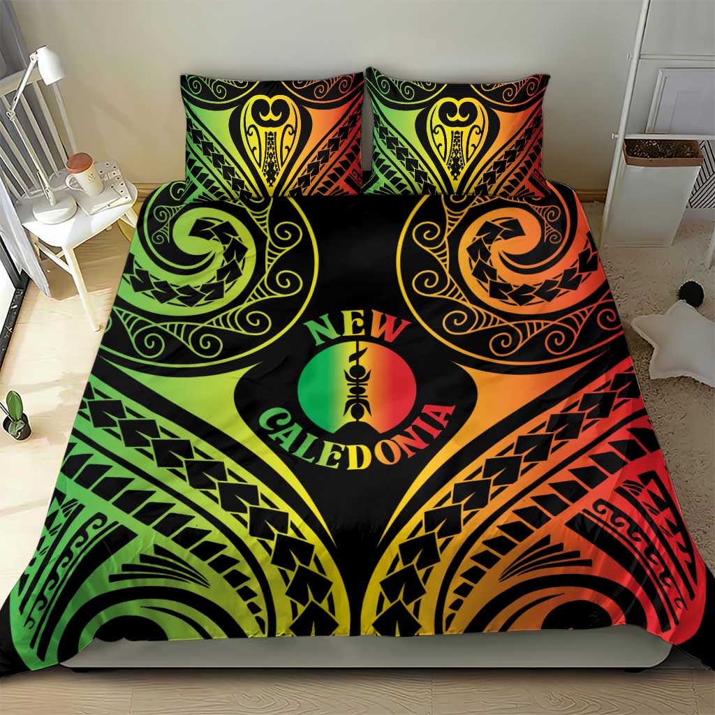 New Caledonia Day Bedding Set Polynesian Curves Reggae Color - Polynesian Pride