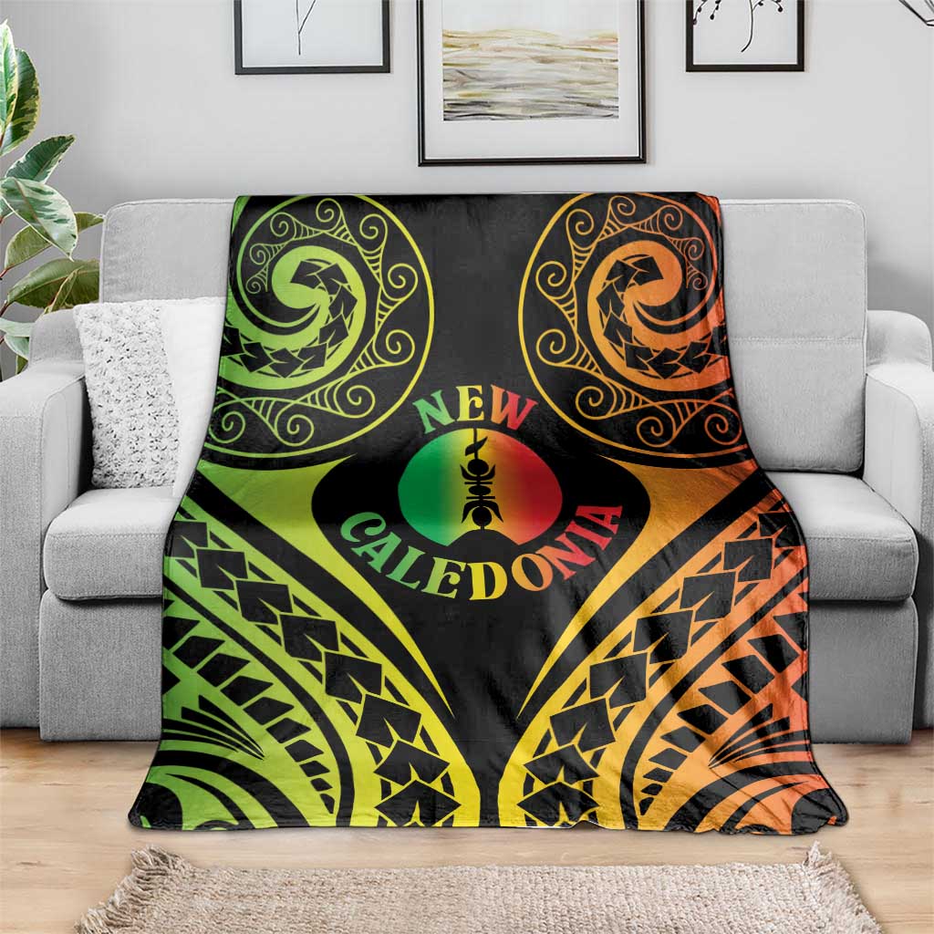 New Caledonia Day Blanket Polynesian Curves Reggae Color - Polynesian Pride