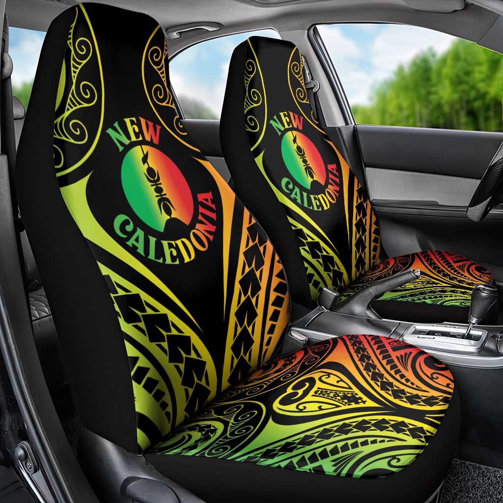 New Caledonia Day Car Seat Cover Polynesian Curves Reggae Color - Polynesian Pride