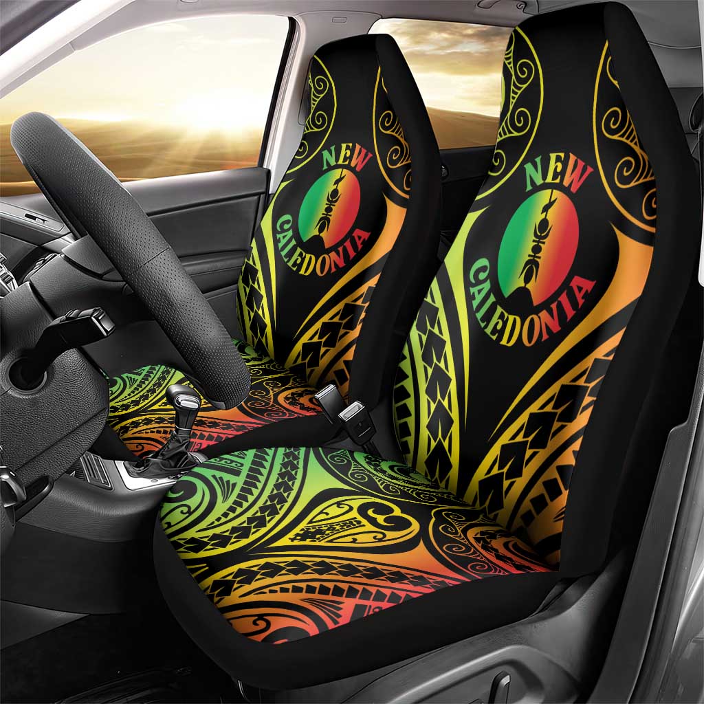 New Caledonia Day Car Seat Cover Polynesian Curves Reggae Color - Polynesian Pride