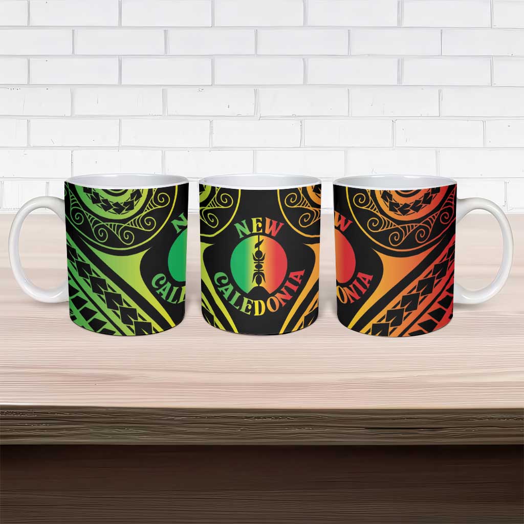 New Caledonia Day Ceramic Mug Polynesian Curves Reggae Color - Polynesian Pride