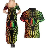 New Caledonia Day Couples Matching Summer Maxi Dress and Hawaiian Shirt Polynesian Curves Reggae Color - Polynesian Pride
