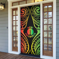 New Caledonia Day Door Cover Polynesian Curves Reggae Color - Polynesian Pride