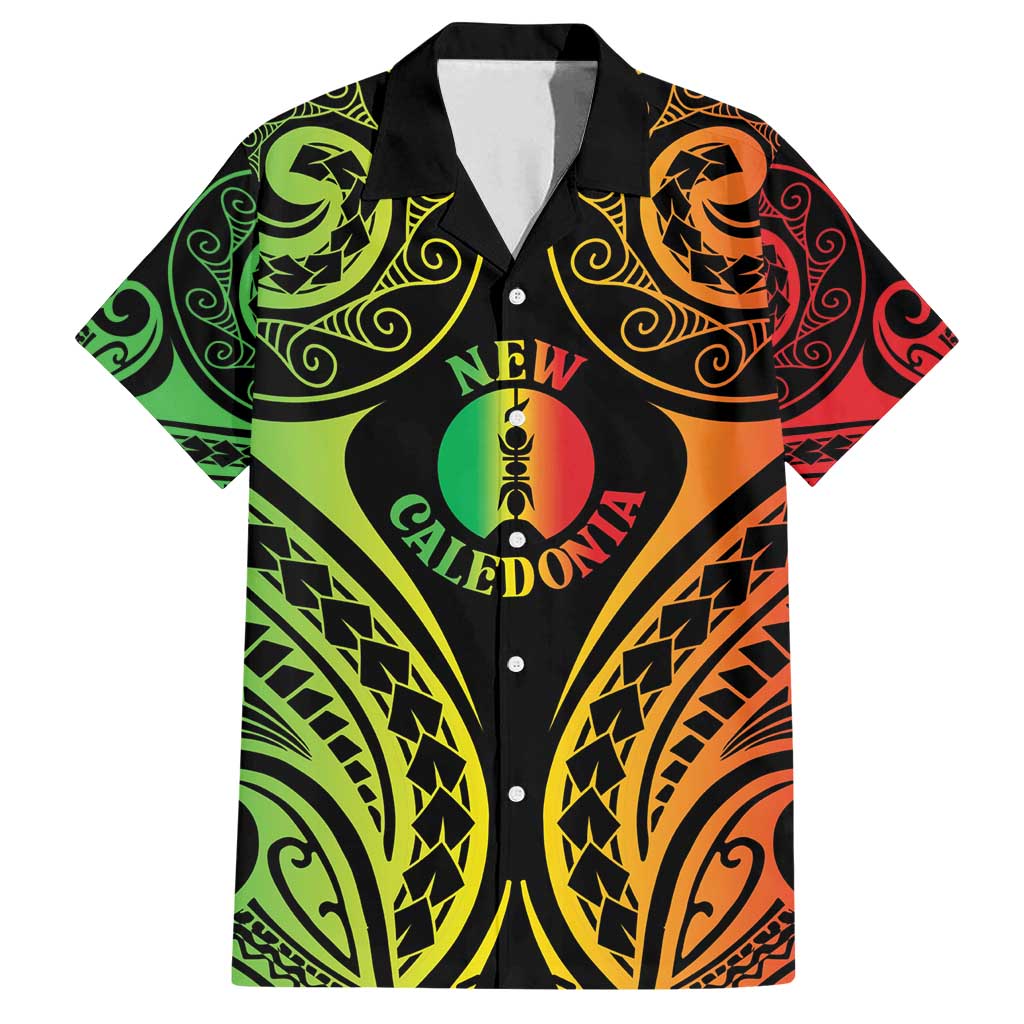 New Caledonia Day Family Matching Puletasi and Hawaiian Shirt Polynesian Curves Reggae Color - Polynesian Pride
