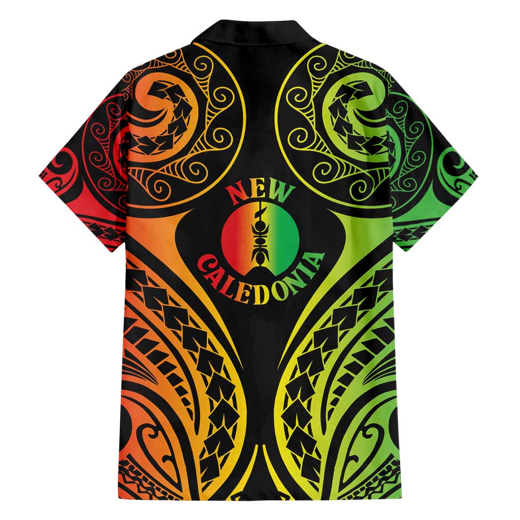New Caledonia Day Family Matching Puletasi and Hawaiian Shirt Polynesian Curves Reggae Color - Polynesian Pride