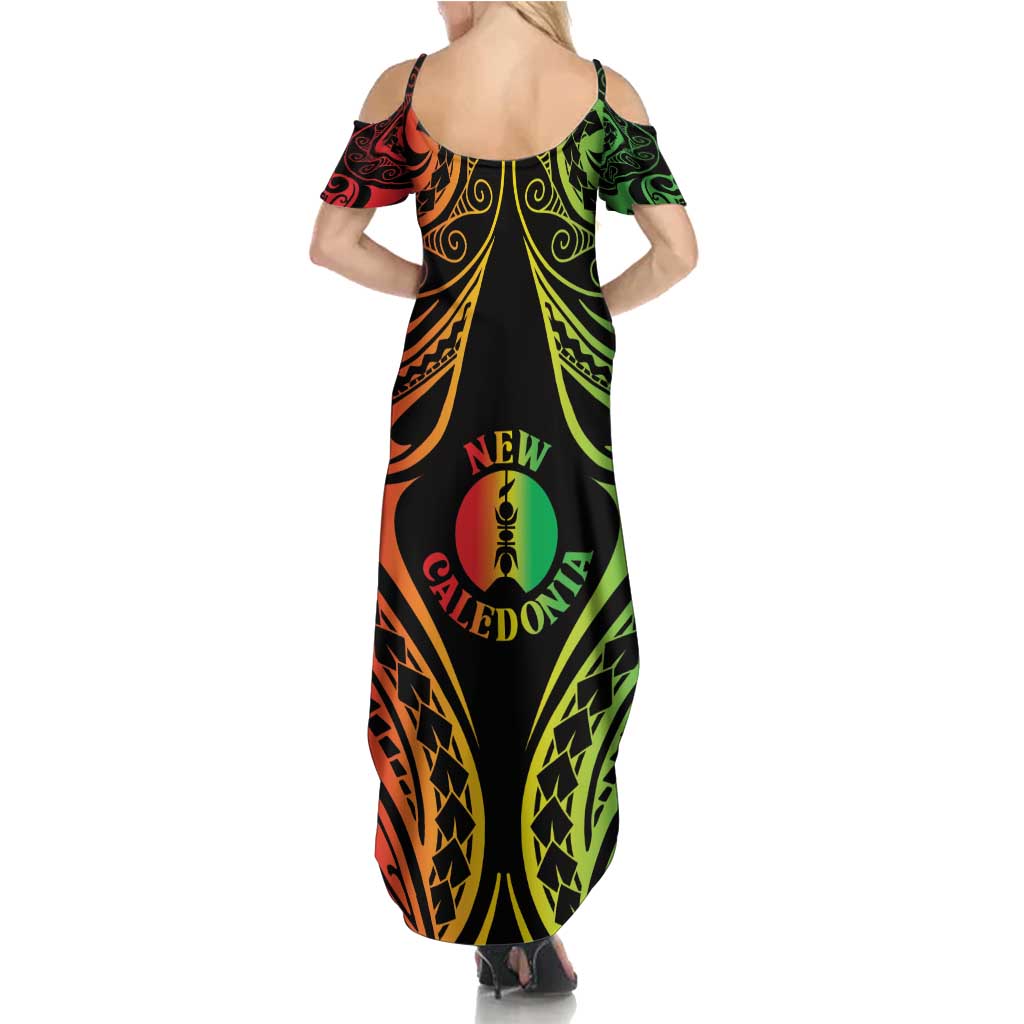 New Caledonia Day Family Matching Summer Maxi Dress and Hawaiian Shirt Polynesian Curves Reggae Color - Polynesian Pride