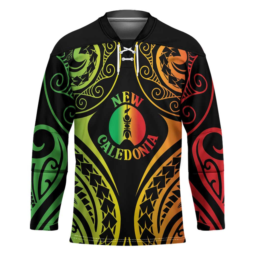 New Caledonia Day Hockey Jersey Polynesian Curves Reggae Color - Polynesian Pride