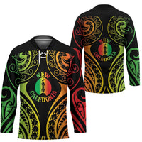 New Caledonia Day Hockey Jersey Polynesian Curves Reggae Color - Polynesian Pride