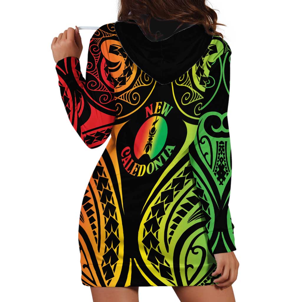 New Caledonia Day Hoodie Dress Polynesian Curves Reggae Color - Polynesian Pride