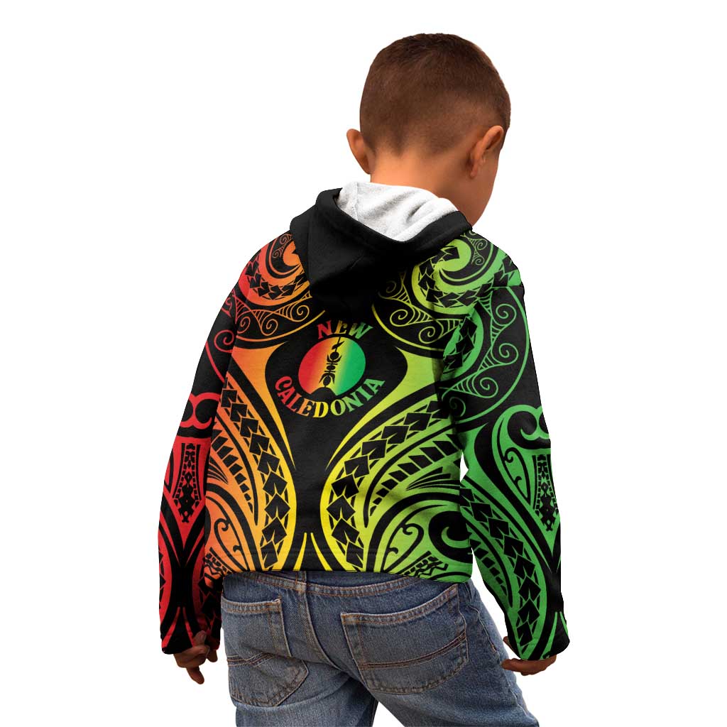 New Caledonia Day Kid Hoodie Polynesian Curves Reggae Color - Polynesian Pride