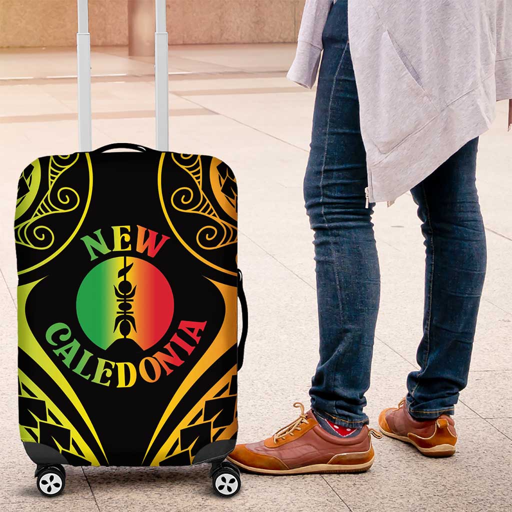 New Caledonia Day Luggage Cover Polynesian Curves Reggae Color - Polynesian Pride