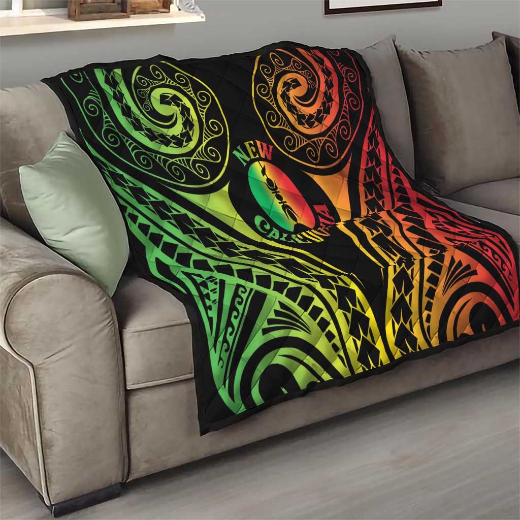 New Caledonia Day Quilt Polynesian Curves Reggae Color - Polynesian Pride