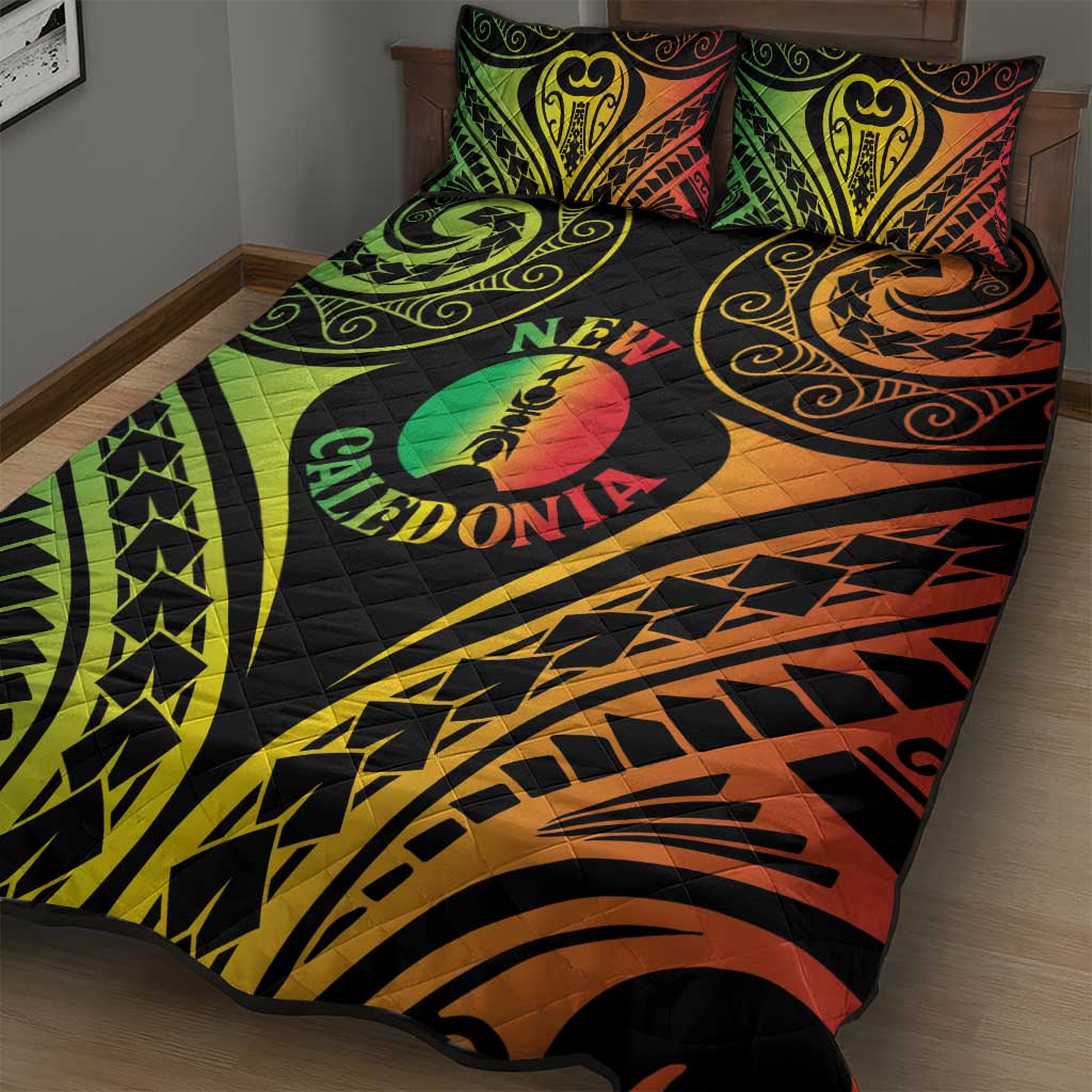 New Caledonia Day Quilt Bed Set Polynesian Curves Reggae Color - Polynesian Pride