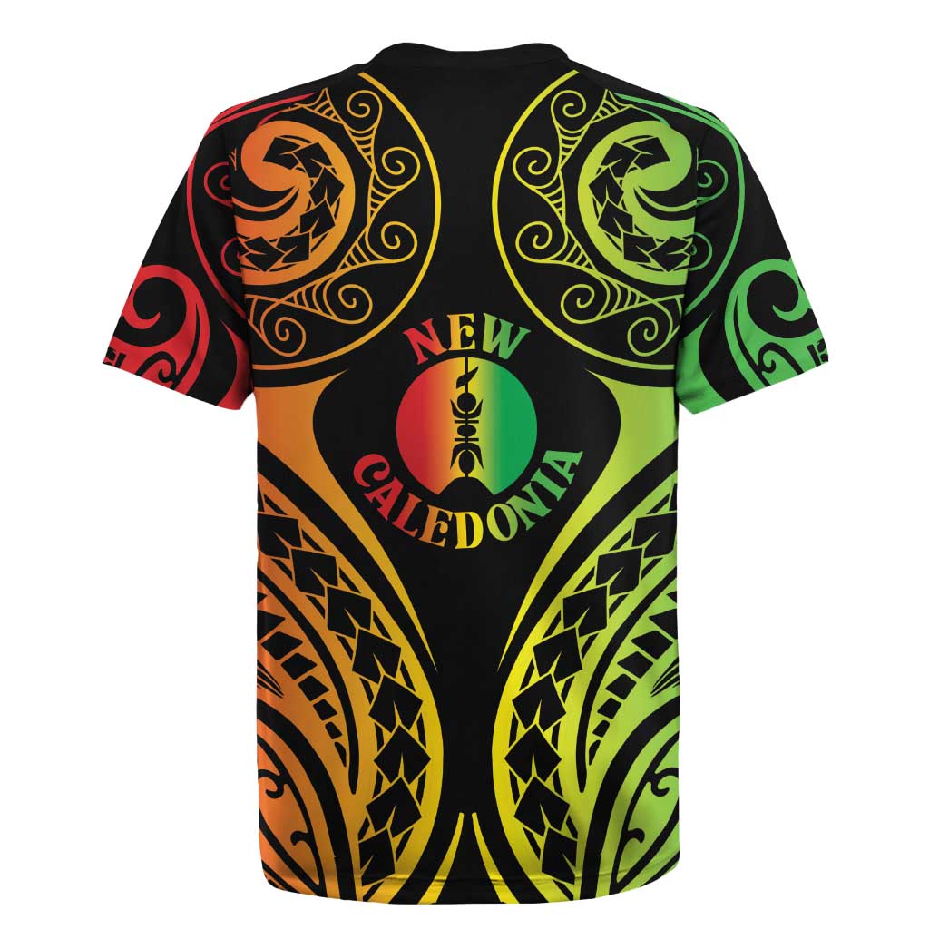 New Caledonia Day Rugby Jersey Polynesian Curves Reggae Color - Polynesian Pride