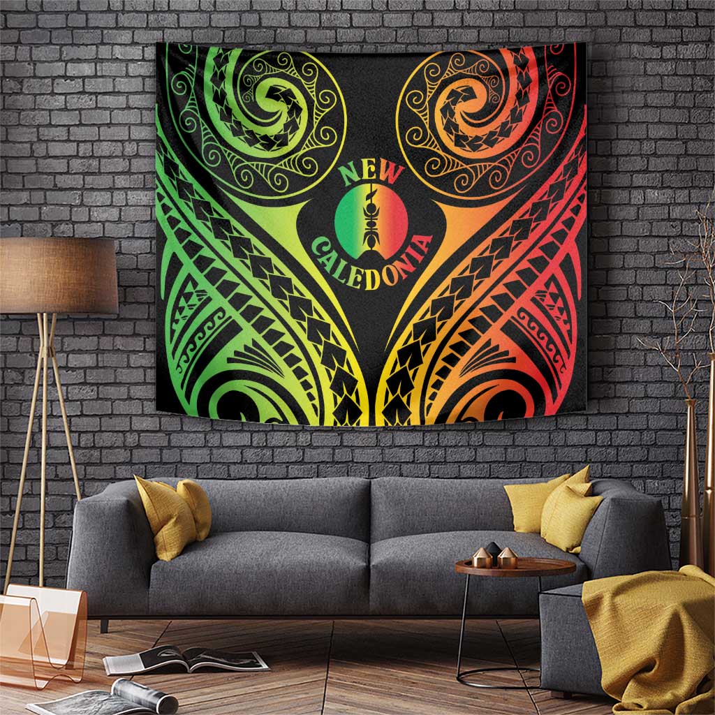 New Caledonia Day Tapestry Polynesian Curves Reggae Color - Polynesian Pride