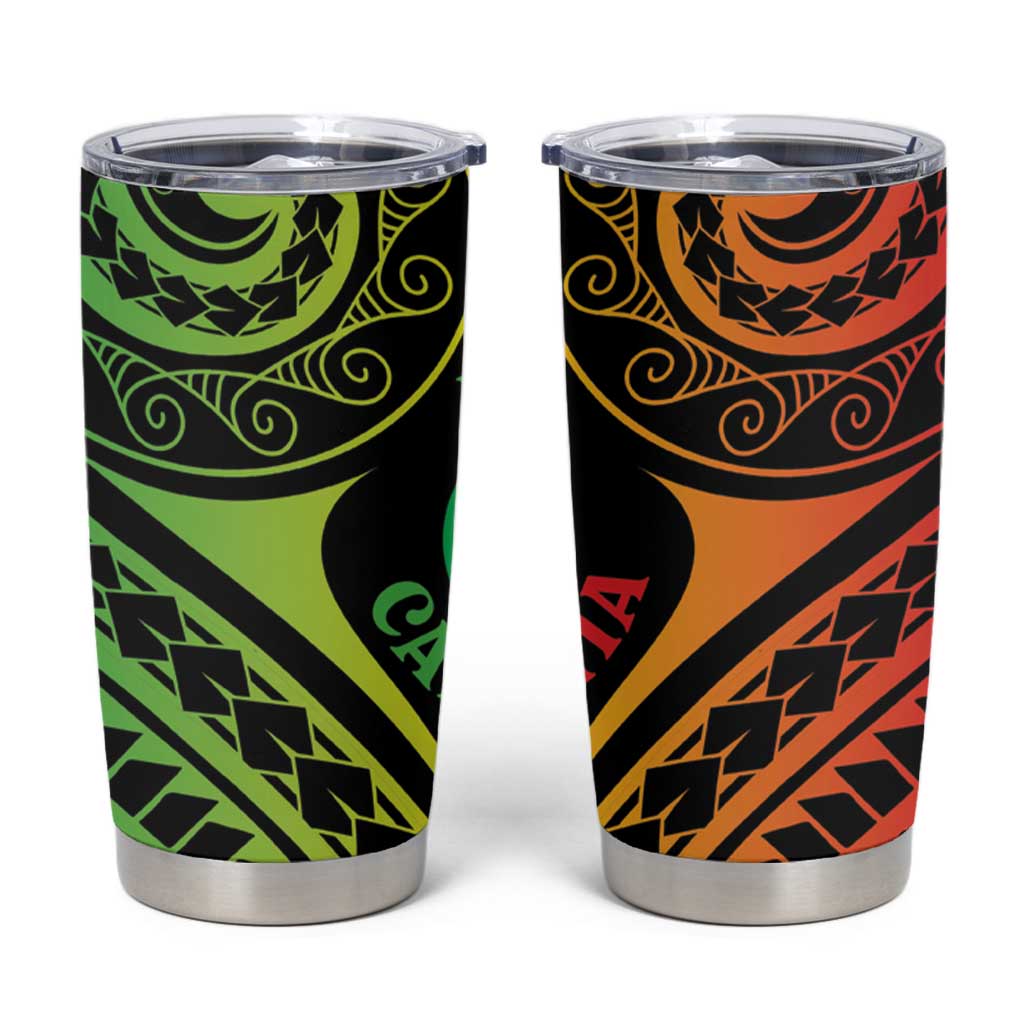 New Caledonia Day Tumbler Cup Polynesian Curves Reggae Color - Polynesian Pride