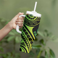 New Caledonia Day Tumbler With Handle Polynesian Curves Reggae Color LT05 - Polynesian Pride