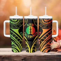 New Caledonia Day Tumbler With Handle Polynesian Curves Reggae Color LT05 - Polynesian Pride