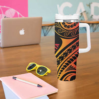 New Caledonia Day Tumbler With Handle Polynesian Curves Reggae Color LT05 - Polynesian Pride