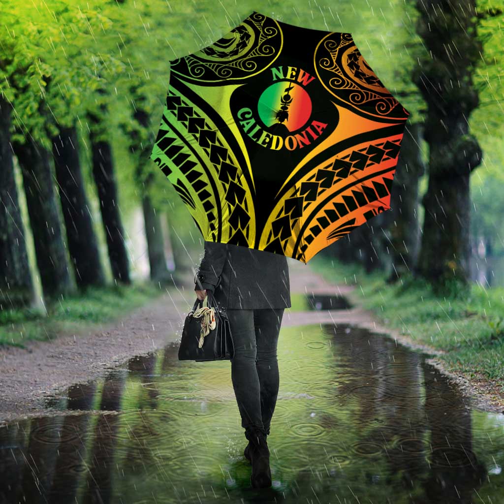 New Caledonia Day Umbrella Polynesian Curves Reggae Color - Polynesian Pride