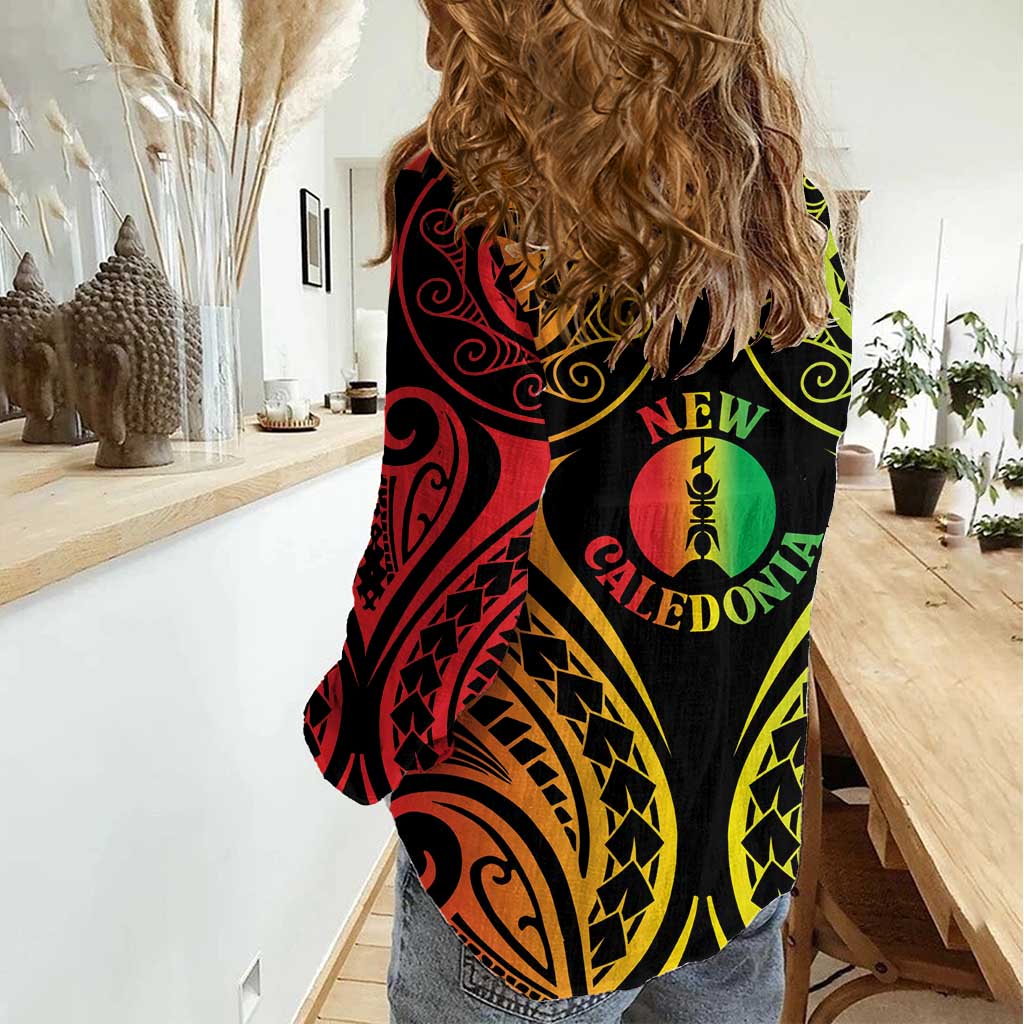New Caledonia Day Women Casual Shirt Polynesian Curves Reggae Color - Polynesian Pride