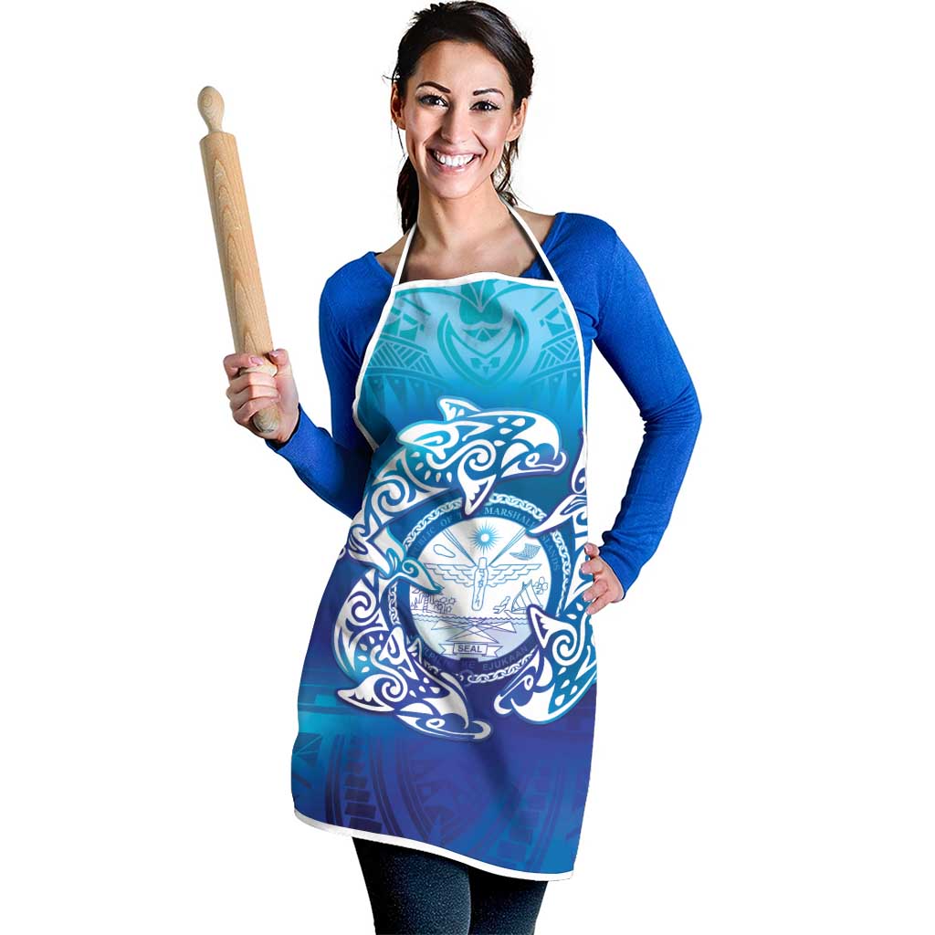 Marshall Islands Manit Day Apron Tribal Dolphin With Marshall Seal - Polynesian Pride