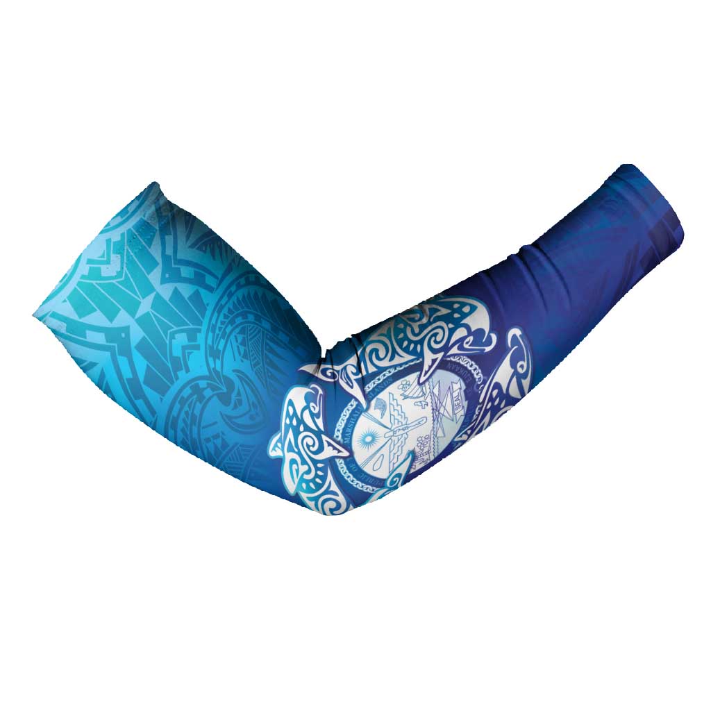 Marshall Islands Manit Day Arm Sleeves Tribal Dolphin With Marshall Seal LT05 - Polynesian Pride