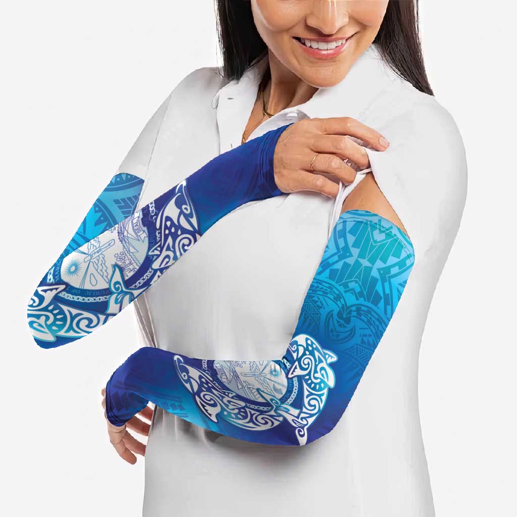 Marshall Islands Manit Day Arm Sleeves Tribal Dolphin With Marshall Seal LT05 - Polynesian Pride