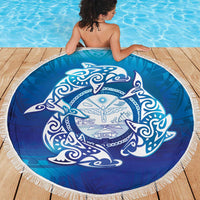 Marshall Islands Manit Day Beach Blanket Tribal Dolphin With Marshall Seal LT05 - Polynesian Pride