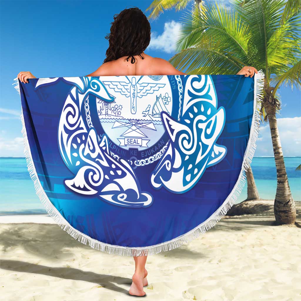 Marshall Islands Manit Day Beach Blanket Tribal Dolphin With Marshall Seal LT05 - Polynesian Pride