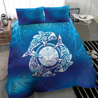 Marshall Islands Manit Day Bedding Set Tribal Dolphin With Marshall Seal LT05 - Polynesian Pride