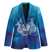 Marshall Islands Manit Day Blazer Tribal Dolphin With Marshall Seal LT05 Unisex Blue - Polynesian Pride