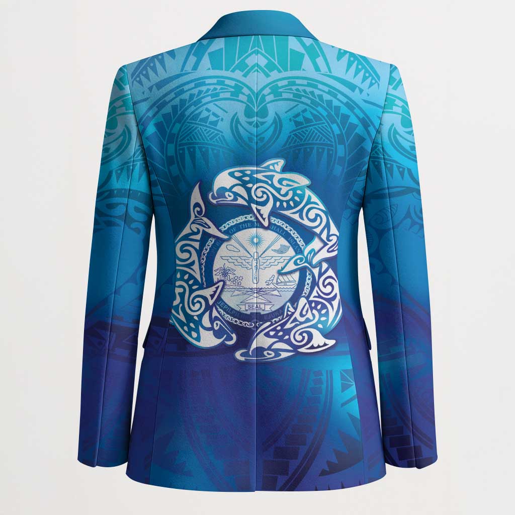 Marshall Islands Manit Day Blazer Tribal Dolphin With Marshall Seal LT05 - Polynesian Pride