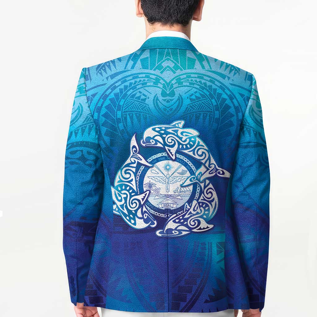 Marshall Islands Manit Day Blazer Tribal Dolphin With Marshall Seal LT05 - Polynesian Pride