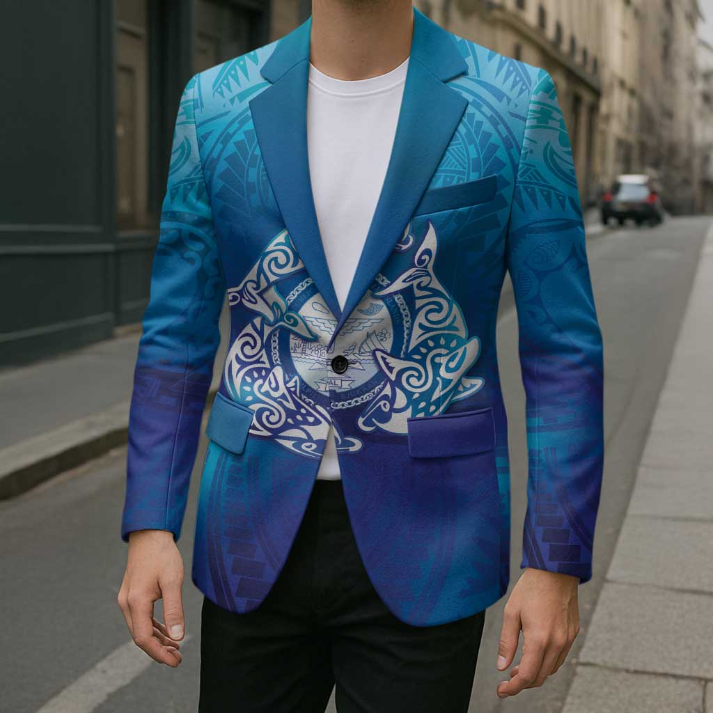 Marshall Islands Manit Day Blazer Tribal Dolphin With Marshall Seal LT05 - Polynesian Pride