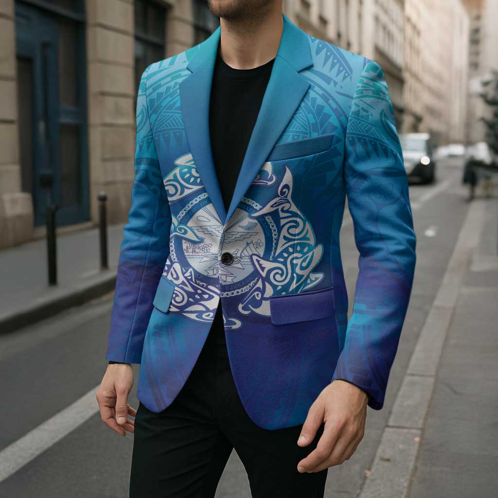 Marshall Islands Manit Day Blazer Tribal Dolphin With Marshall Seal LT05 - Polynesian Pride