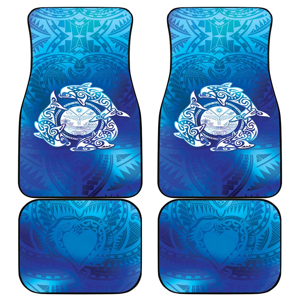 Marshall Islands Manit Day Car Mats Tribal Dolphin With Marshall Seal LT05 - Polynesian Pride