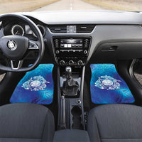 Marshall Islands Manit Day Car Mats Tribal Dolphin With Marshall Seal LT05 Set 2pcs - Front Blue - Polynesian Pride