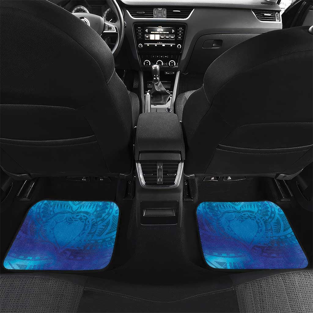 Marshall Islands Manit Day Car Mats Tribal Dolphin With Marshall Seal LT05 Set 2pcs - Back Blue - Polynesian Pride