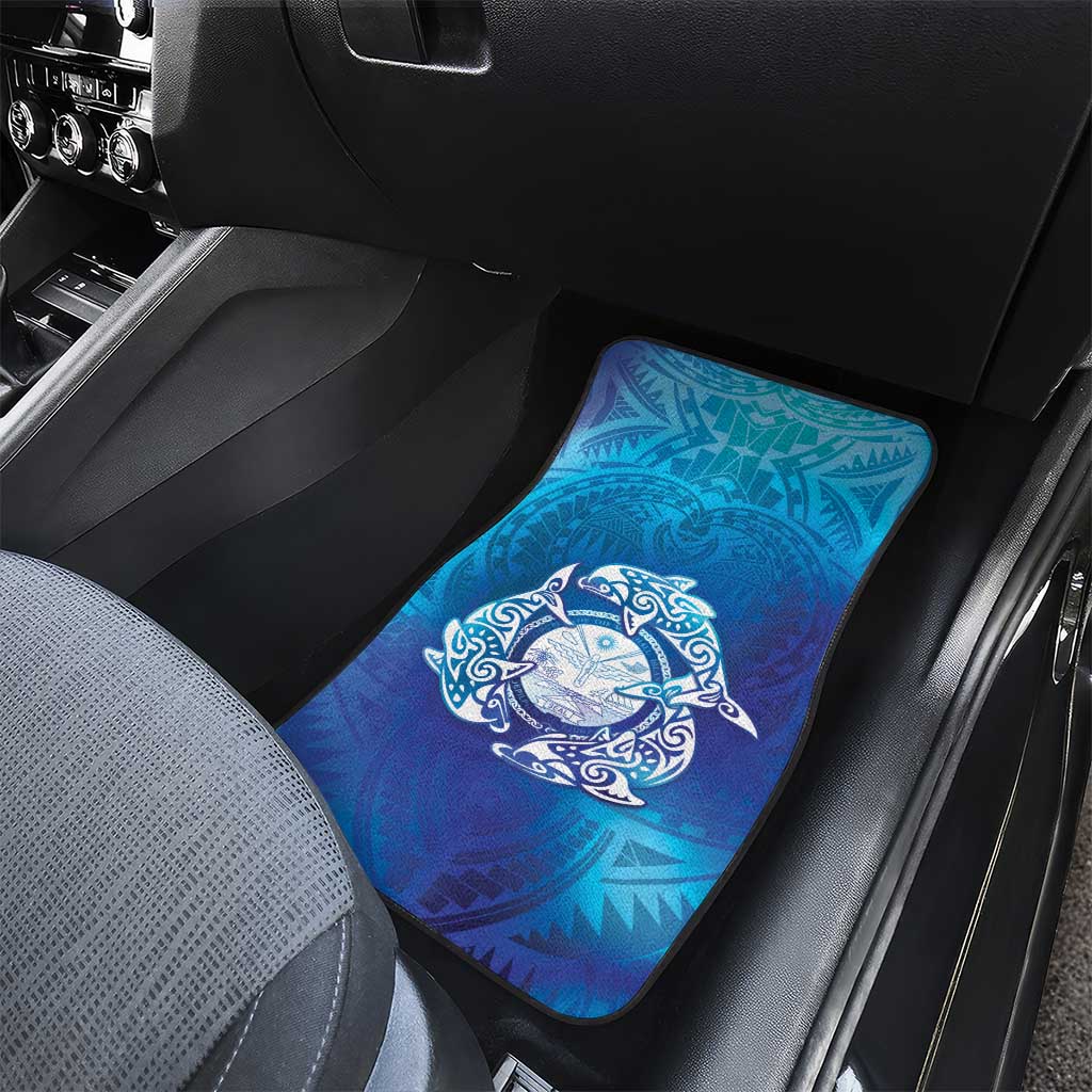 Marshall Islands Manit Day Car Mats Tribal Dolphin With Marshall Seal LT05 - Polynesian Pride